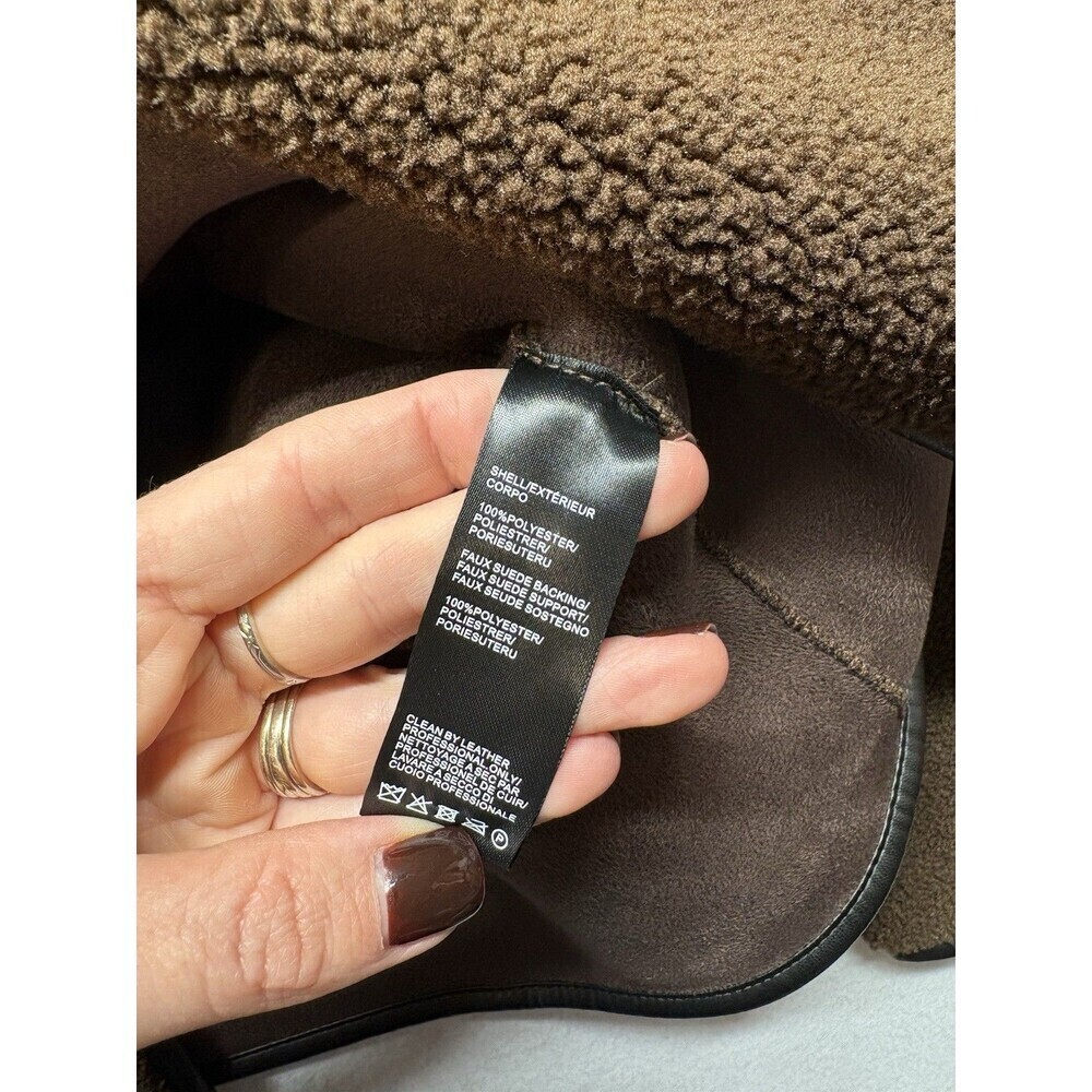 NWT $268 Rebecca Minkoff Shearling Toggle Jacket IN Color Chocolate Brown Medim - Picture 4 of 6